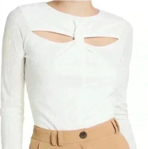 ASTR the Label Twist Cutout Bodysuit in White Size Medium NWT - Picture 1 of 7