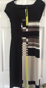 Marc New York Andrew Marc Black Yellow Beige Pencil Shift Dress. XS. Abstract - Picture 1 of 4