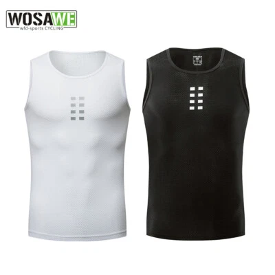 WOSAWE Men's Cycling Undershirt Sleeveless Mesh Tank Tops Round Neck Base Layer - Image 1 of 4
