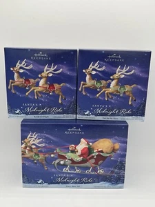 Hallmark Santa's Midnight Ride- Santa’s Sleigh + 4 Reindeer NIB 2005 - Picture 1 of 7