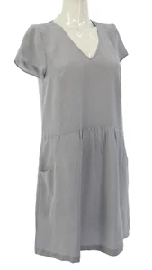 The White Company Dress Smock Silk Grey Tunic Drop Waist Tiered Pockets UK 8 - Picture 1 of 13