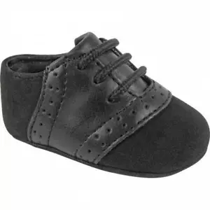 Baby Deer Black Suede Lace-up Saddle Oxford Shoes Size 0 1 2 3 - Picture 1 of 1