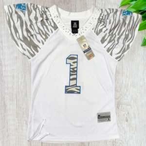 Panthers On Field Cam Newton #1 Jersey Womens Reebok Zebra Print Rhinestones - Picture 1 of 10