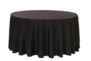 10 manteles negros redondos de 120" pulgadas premium poliéster cubierta de mesa de calidad 5' - Imagen 1 de 3