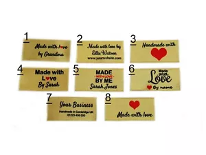 Personalised Custom Sew In Handmade Craft Labels Tags Clothing Fabric In Gold - Picture 1 of 1