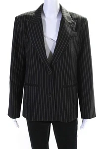 Mossman Womens Pinstripe Peak Collar Button Up Blazer Jacket Black Size 4 - Picture 1 of 9