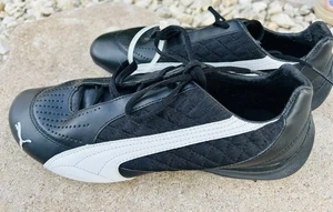 Vintage Women's PUMA Speed Cat Sneakers Black & White Wherlspin Leather Size 8 - Picture 1 of 5