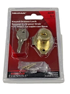 Hillman 852236 Keyed Drawer Lock Brass Finish Office/Home Desk Security Hardware - Picture 1 of 1