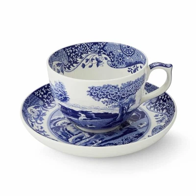 Spode Home and Gifts Blue Italian Teacup and Saucer, 20-ounce Capacity, Jumbo... - Изображение 1 из 4