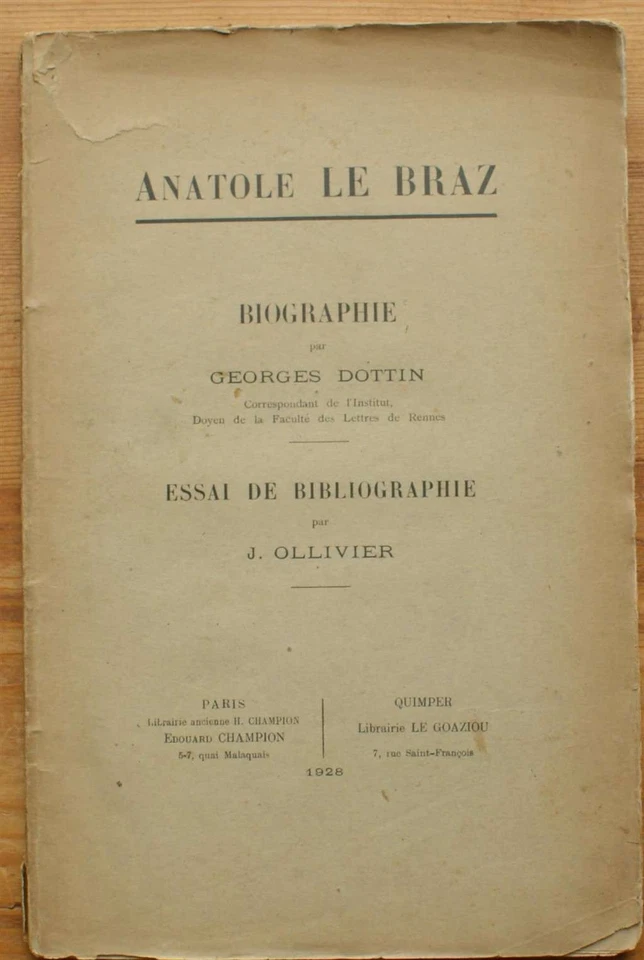 021307 - Anatole le Braz, biographie - Essai de bibliographie [litterature] - Photo 1/1
