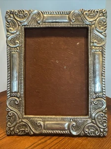 Vintage mexikanischer Zinn Bilderrahmen Staffelei Holzrücken verziertes Design 13" x 10" - Bild 1 von 15