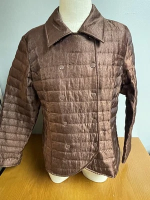 Chaqueta Samuel Dong Mujer Grande Acolchada Botón Delantero Brillante Puffer Abrigo Satinado Foto 1 de 4