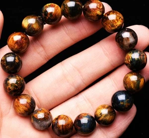 11,8 mm Natürlicher Gelber Pietersit Namibia Edelstein Runde Perlen Armband AAA - Bild 1 von 6