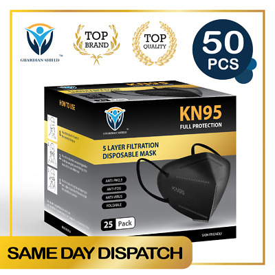 50Pcs KN95 N95 P2 Disposable Face Mask Respirator Protective Masks 5 Layer-Black • 28.80$