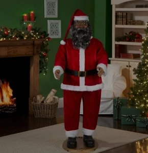 Holiday Time Life Size African American Santa Claus Animated Dancing Christmas - Picture 1 of 11