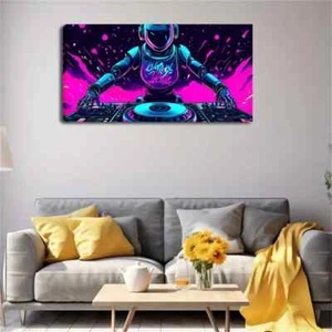 DJ table DJing Colorful Wall Art Canvas Office Home Room Framed 120x60cm - Picture 1 of 2