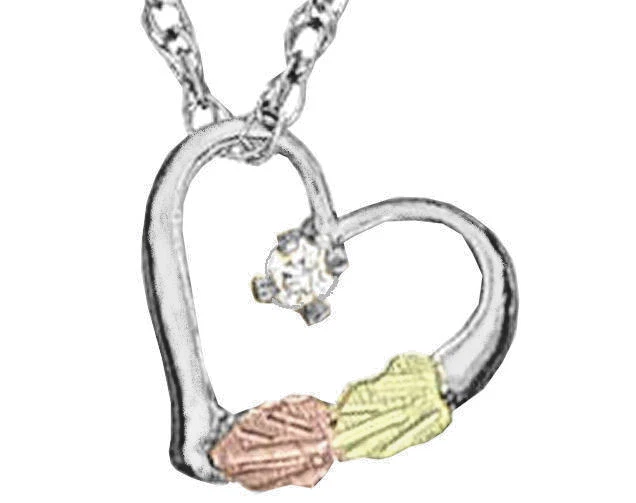 Colgante Dakota Black Hills oro y plata 2 hojas corazón con circonita cúbica creada en laboratorio GSP 157CZ Foto 1 de 1