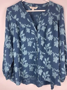 The Pioneer Women Button Down Tunic Navy blue floral design hi/low size M NWT - Picture 1 of 8