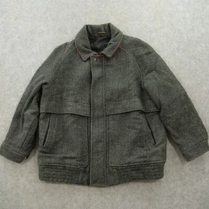 Vintage Stratojac Jacket Mens Medium Gray Bomber Wool VTG 80s Zip Herringbone - Picture 1 of 13
