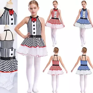 Niños Niñas Vestidos Moderno Unitard Ringmaster Leotardo Mamelucos Latinos Vestido con disfraces - Imagen 1 de 14