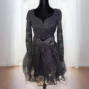 Vintage Gunne Sax Jessica McClintock S schwarz Spitze 90er Kleid Minikleid Urlaub - Bild 1 von 14
