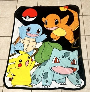 Pokémon Fleece Blanket Pikachu Charmander Bulbasaur Squirtle Northwest Co. (B2) - Picture 1 of 3