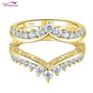 Gold Over 925 Silver Wedding Anniversary Band for Women Ring Enhancer Wrap Guard