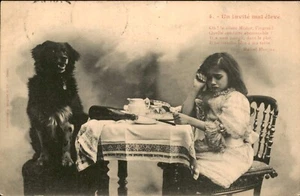 Crying Girl and a Dog- Vintage Photo Postcard, Dog - Picture 1 of 2