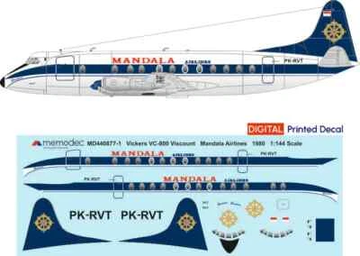 MEMODEC Vickers Viscount VC-800 Mandala Airlines (1980) (1/144, 1/100, 1/200)