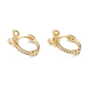 5 Paar Messing Ring mit Schleife Micro Pave Zirkonia Creolen 17x13mm - Bild 1 von 2