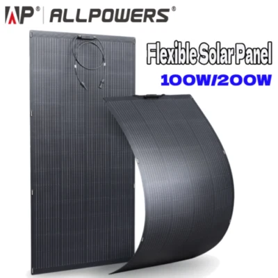 ALLPOWERS 100W OR 200W Flexible Mono Solar Panel Efficiency IP68 For Roof Boat - Image 1 of 4