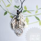 Mens Dragon Yin Yang Pendant Goth Leather Adjustable Necklace Biker  Gift