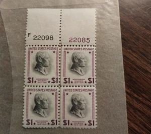 US 1 Dollar Woodrow Wilson Purple/Black Stamp Plate block of 4 MNH 22098 22085 - Picture 1 of 3