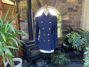 Vintage 1970s Navy Blue Double Breasted Wool Jacket Nora Bradley Made in France - Picture 1 of 10