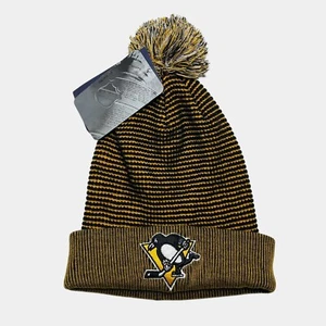 Pittsburgh Penguins Beanie Mütze Bündchen Bommel Strick schwarz gelb Fanatics NHL OSFM NEU - Bild 1 von 5