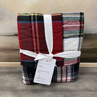 Pottery Barn Stewart Plaid Patchwork Applique Quilted Pillow Sham Euro Multi OB - Image 1 of 4