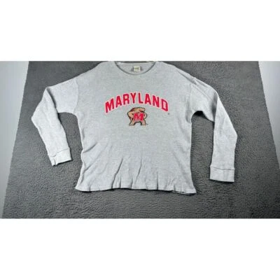 Camisa Universitaria Vintage Maryland Terrapins Térmica Waffle Manga Larga XL Gris Rojo Foto 1 de 4