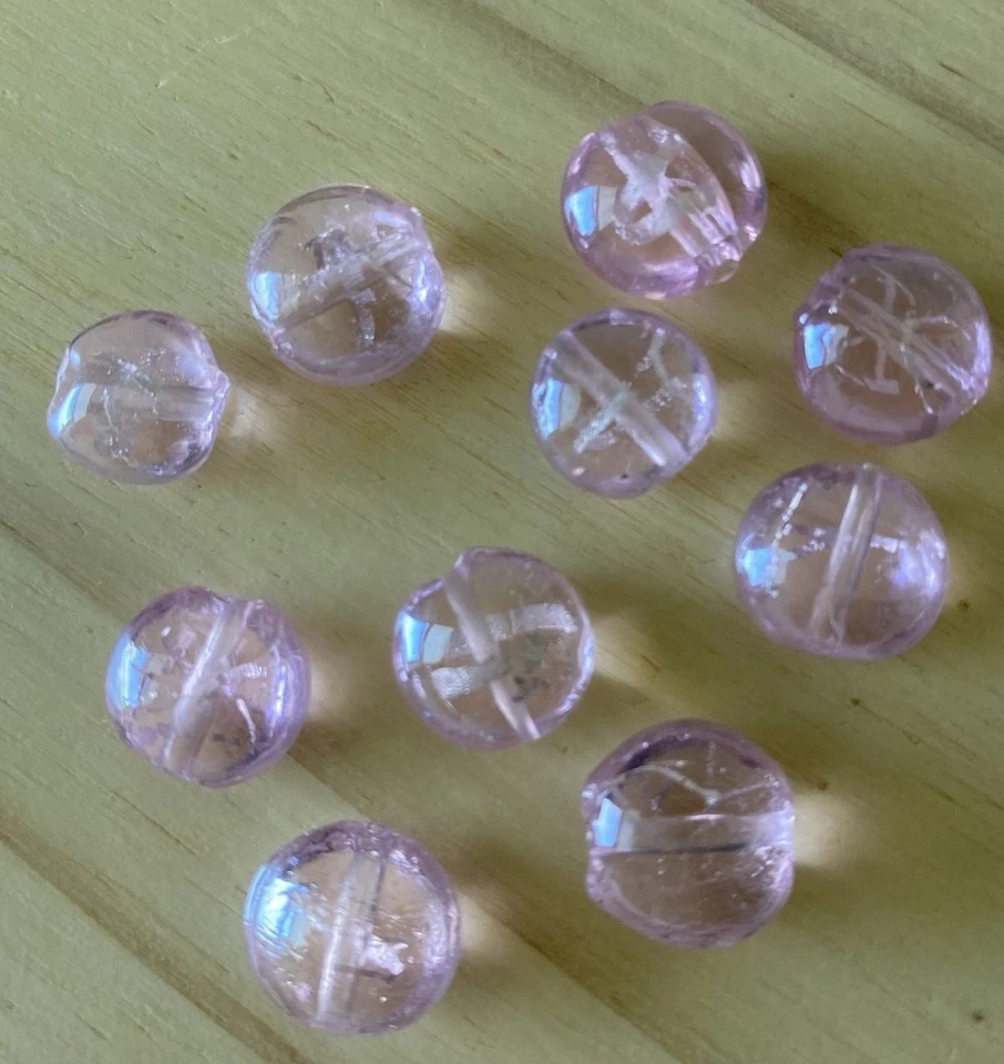 10 cuentas de vidrio de murano redondo de lámina de plata rosa 12-13 mm - Joyería hágalo usted mismo Foto 1 de 3