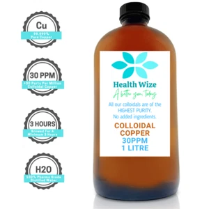 Colloidal Copper 30PPM 1 LITRE 99.99% Pure Mineral Supplement Finest Copper Ions - Picture 1 of 14