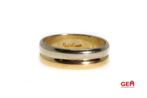 Novell Split Bi Color Band 14K 585 White & Yellow Gold Ring Size 9 3/4 - Picture 1 of 3