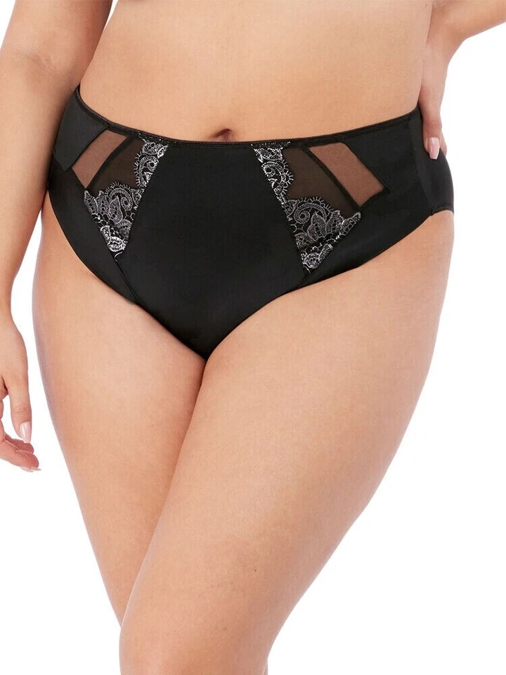 Calzoncillo Completo Elomi Eugenie Negro Plata Talla XL 16 18 Cintura Alta Pierna Bragas 4475 Foto 1 de 4