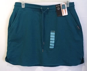Eddie Bauer Women's Knit Skort Teal Soft French Terry Pockets Easy Fit New Tags - Picture 1 of 11