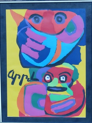 Escasso Vintage 1960 Karel Appel MCM Modernista Serigrafia ou Litografia Impressão - Imagem 1 de 4