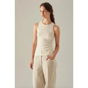 Camiseta sin mangas SOMETHING TO HOLD Deli crema para mujer talla mediana nueva con etiquetas Teddy Boucle - Imagen 1 de 7