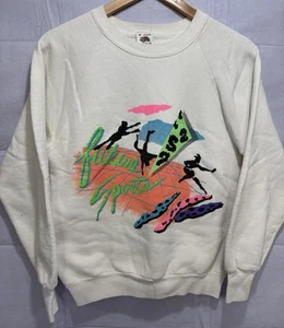 Vintage Crewneck Sweatshirt Men’s Size Medium White Future Water Sports NEON Fun - Picture 1 of 8