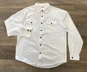 Topo Designs camicia montagna uomo XL pesante avorio denim tela western - Foto 1 di 9