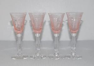 4 TIFFIN FLANDERS PINK CORDIAL GLASSES 5 1/8" TALL - Picture 1 of 3