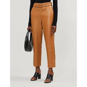 Pantalones Gestuz Storia Cuero Cónico Cinturón Marrón Talla 36 S Nuevos con Etiquetas - Imagen 1 de 8