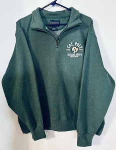 Cal Poly Mustangs San Luis Obispo Sweatshirt Quarter Zip Collar Green Sz Large - Bild 1 von 3