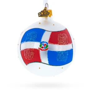 Flag of Dominican Republic Glass Ball Ornament 3.25 Inches - Picture 1 of 6